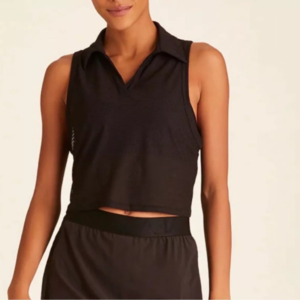 Alala tie back polo mesh black tank top xs NWT